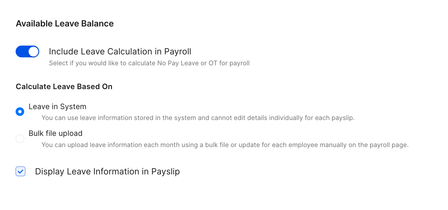 Integrate leave with payroll