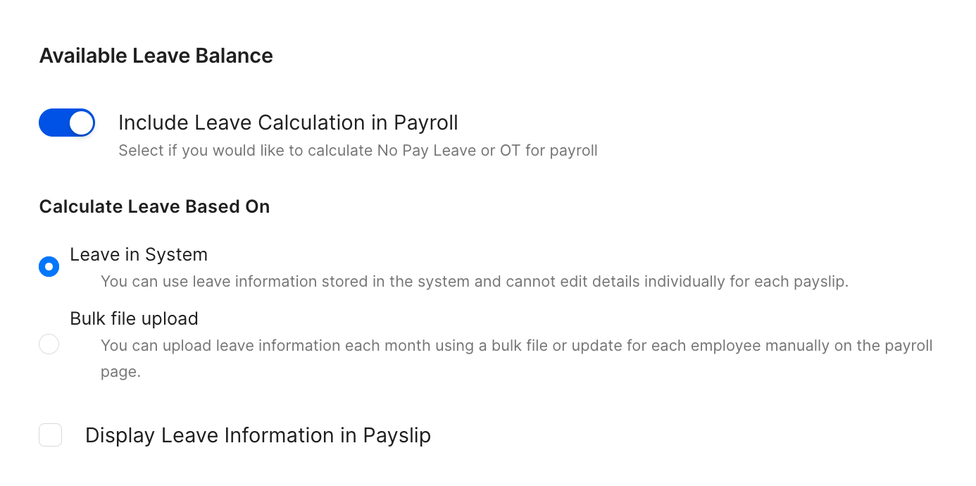 Integrate leaves to payroll