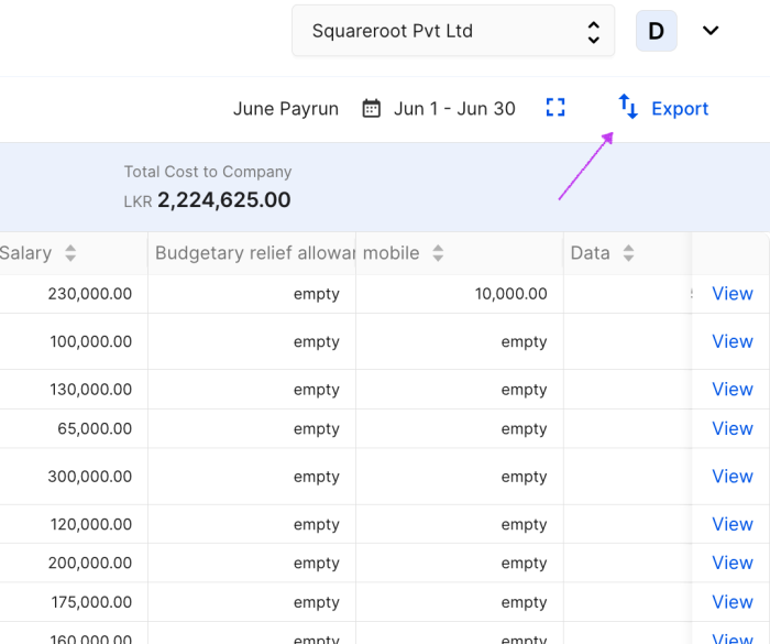 Export completed payrun