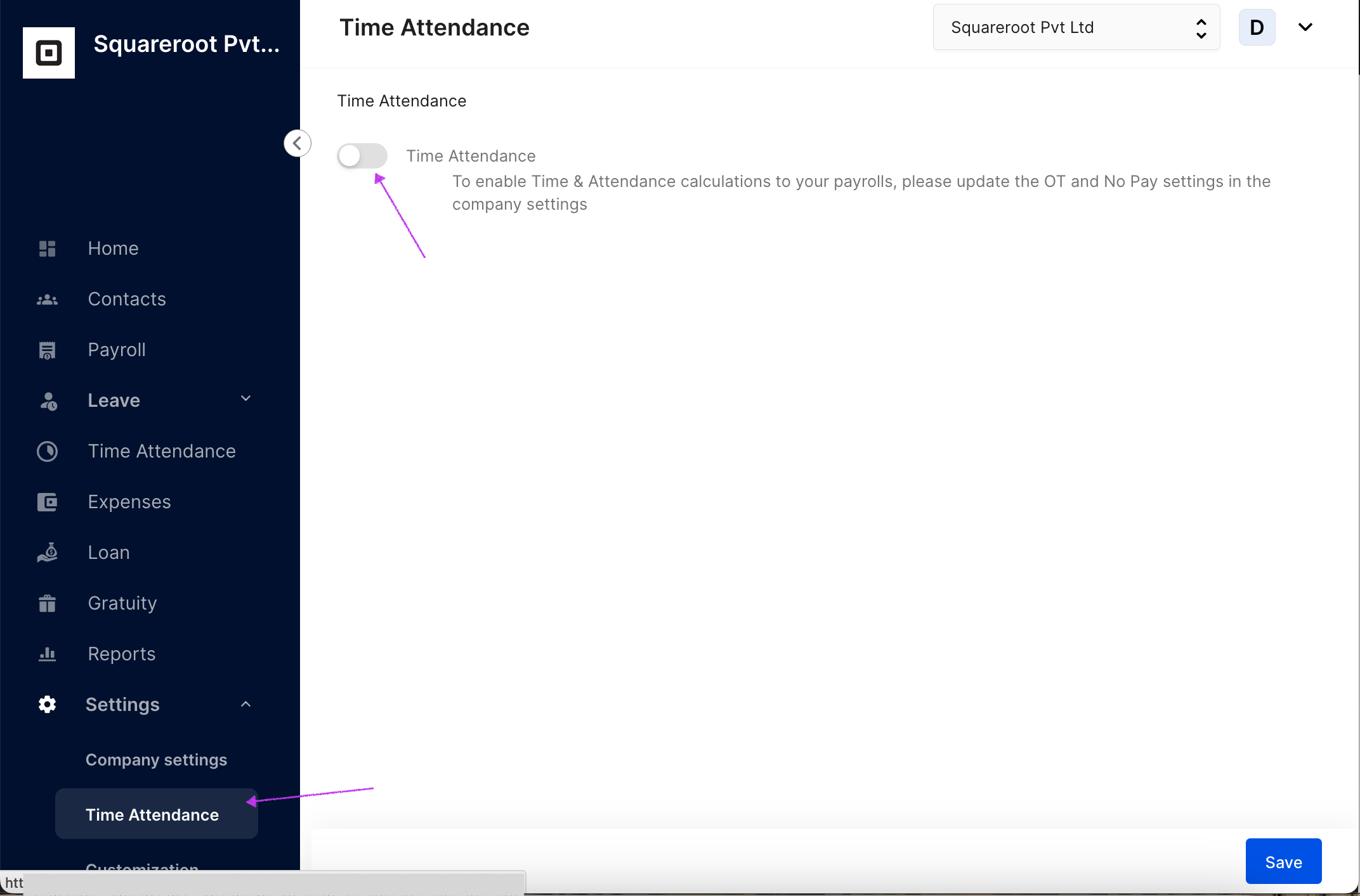 Switch on time attendance